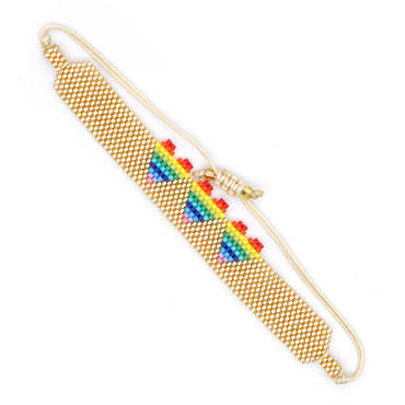 Streetwear Heart Shape Glass Rope Knitting Women's Bracelets