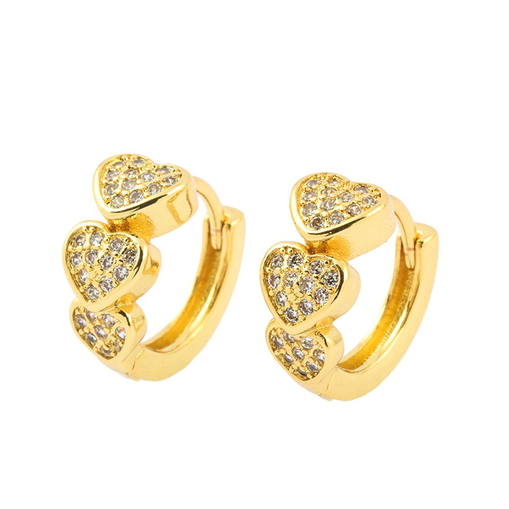 1 Pair Luxurious Shiny Heart Shape Plating Inlay Copper Zircon 18k Gold Plated Hoop Earrings