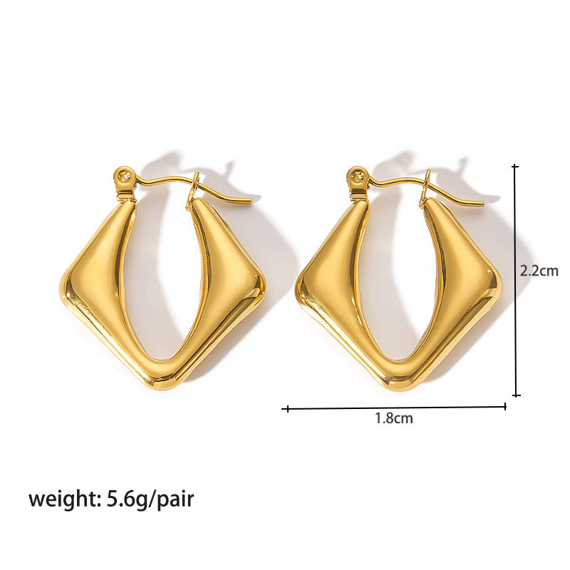 1 Pair Modern Style Round Heart Shape Stainless Steel Hoop Earrings