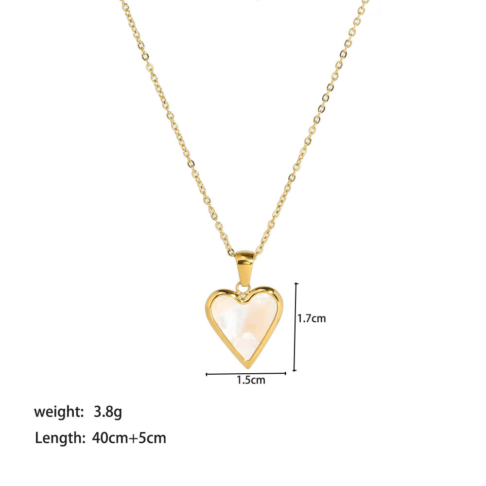 Lady Moon Heart Shape Stainless Steel Titanium Steel Plating Inlay Artificial Gemstones Gold Plated Pendant Necklace