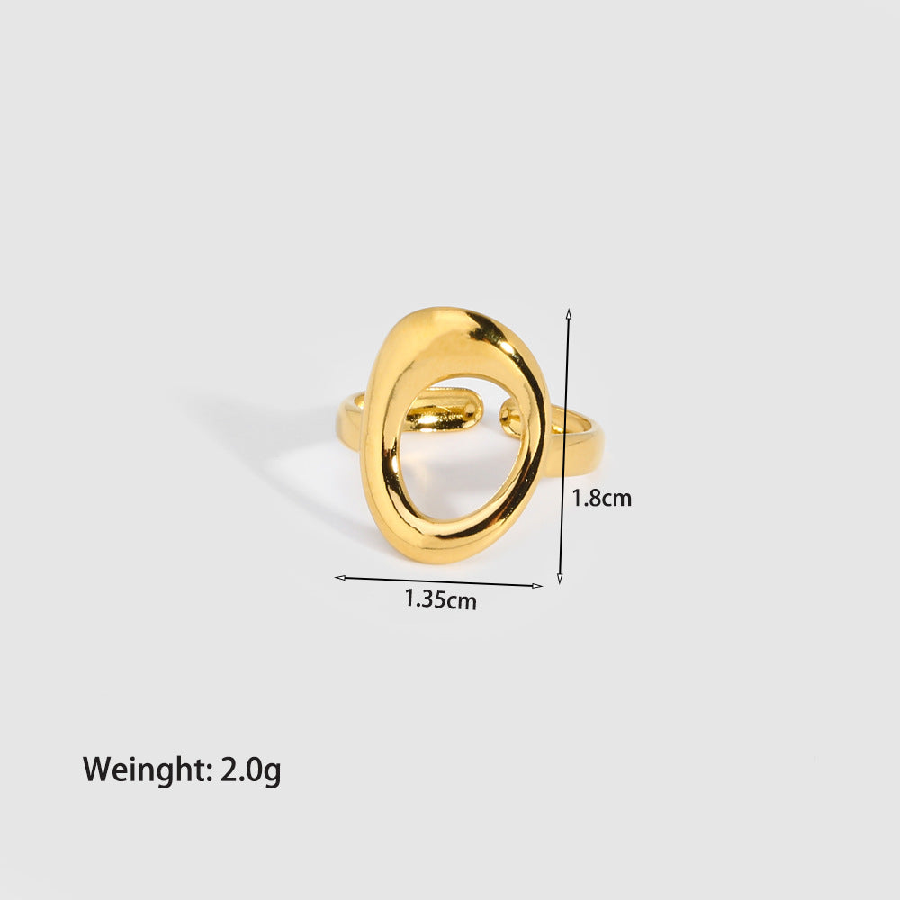 Streetwear Leaf Heart Shape Stainless Steel Plating Open Ring