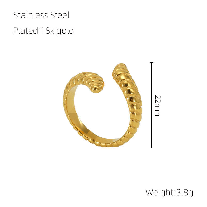 Ig Style Geometric Stainless Steel Plating 18k Gold Plated Open Ring