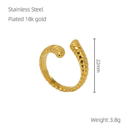 Ig Style Geometric Stainless Steel Plating 18k Gold Plated Open Ring