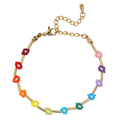 Casual Retro Flower Daisy Glass Rope Knitting Unisex Bracelets