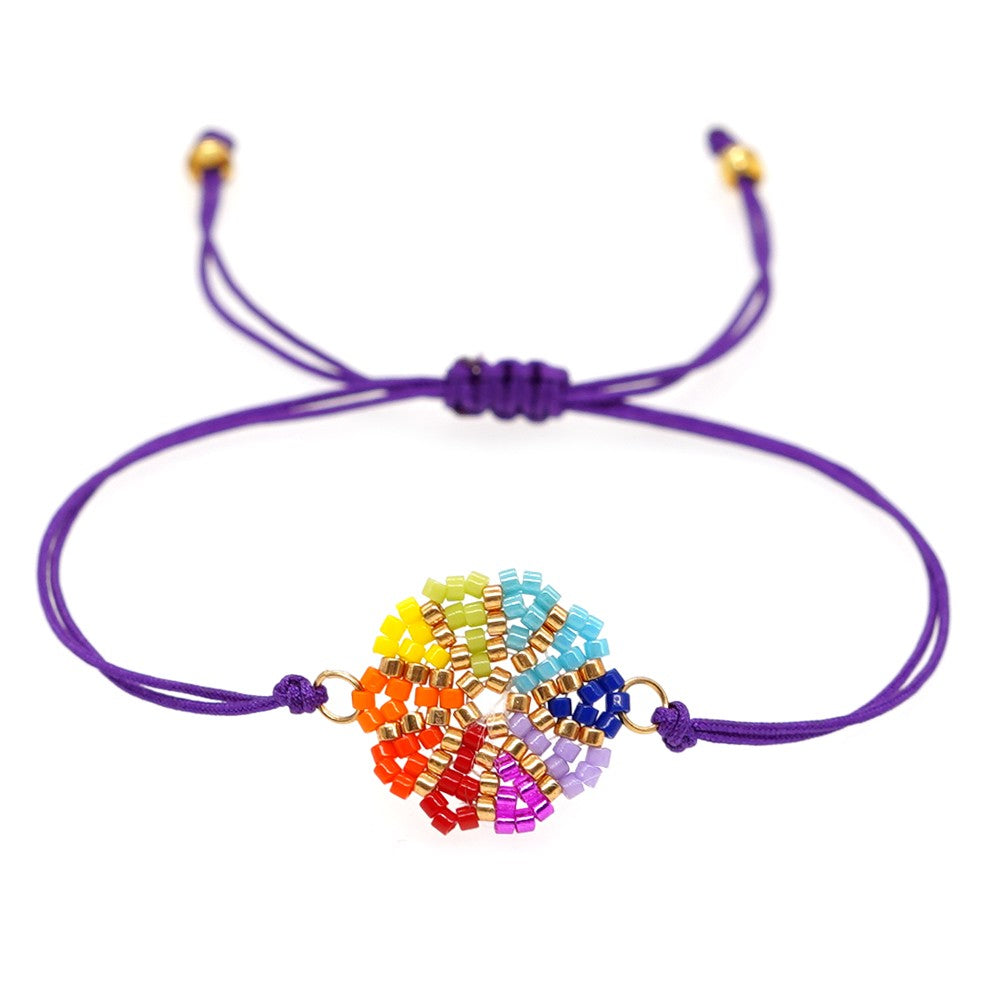 Casual Retro Flower Daisy Glass Rope Knitting Unisex Bracelets