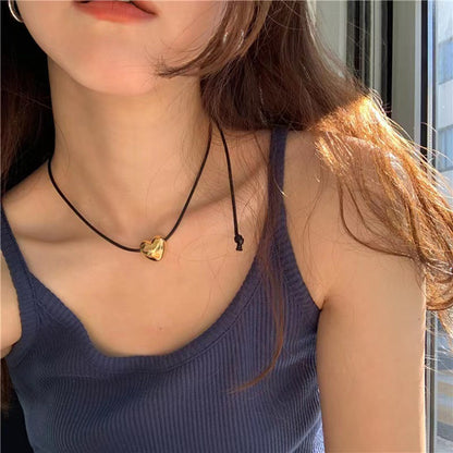 Simple Style Heart Shape Alloy Plating Women's Pendant Necklace