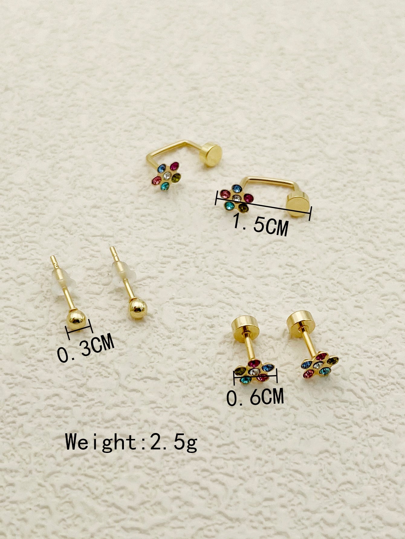 1 Set Cute French Style Sweet Flower Enamel Plating Inlay Stainless Steel Artificial Pearls Zircon Gold Plated Ear Studs