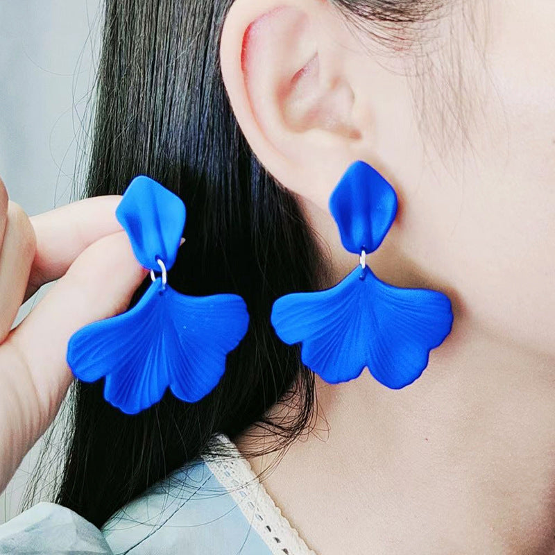 Simple Style Petal Arylic Spray Paint Women's Drop Earrings