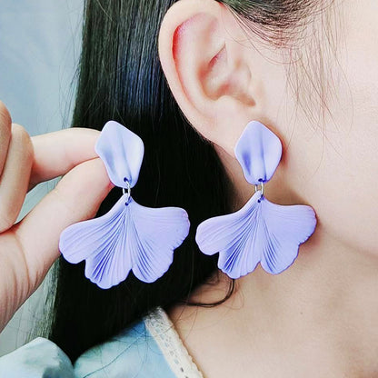 Simple Style Petal Arylic Spray Paint Women's Drop Earrings