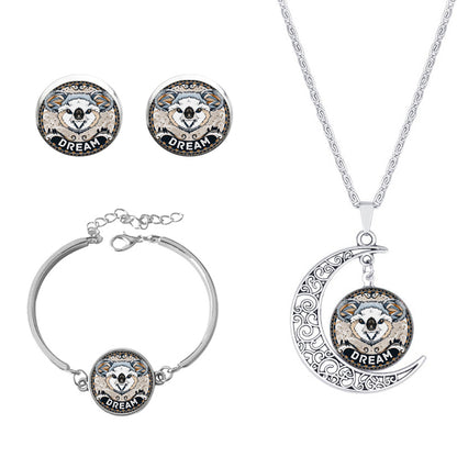 Roman Style African Style Animal Alloy Plating Inlay Glass Silver Plated Women's Jewelry Set