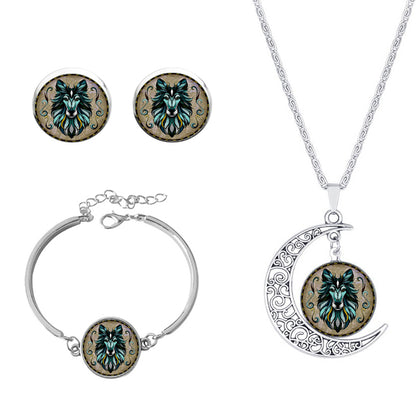 Roman Style African Style Animal Alloy Plating Inlay Glass Silver Plated Women's Jewelry Set