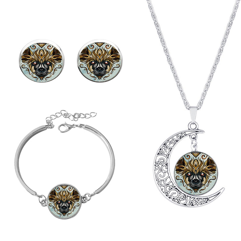 Roman Style African Style Animal Alloy Plating Inlay Glass Silver Plated Women's Jewelry Set