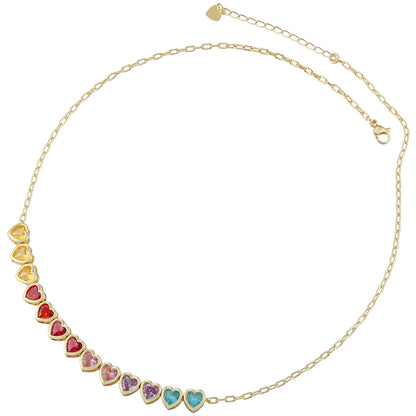 Glam Luxurious Shiny Heart Shape Copper Plating Inlay Zircon 18k Gold Plated Bracelets Necklace