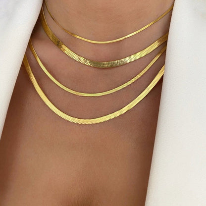 Wholesale Jewelry Fashion Geometric Stainless Steel 18K Gold Plated Plating Layered Necklaces