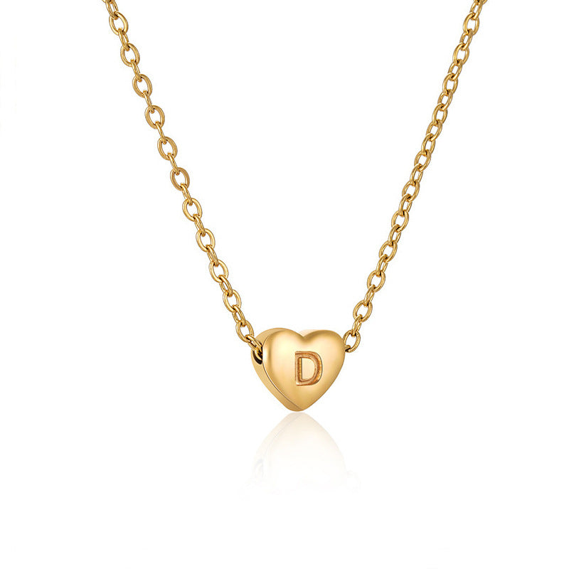 Casual Elegant Letter Heart Shape Stainless Steel Copper Plating 14k Gold Plated Pendant Necklace