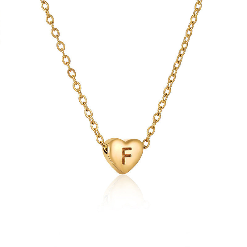 Casual Elegant Letter Heart Shape Stainless Steel Copper Plating 14k Gold Plated Pendant Necklace