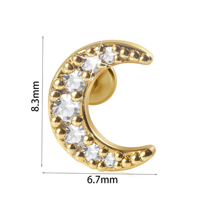 Novelty Heart Shape Stainless Steel Plating Inlay Zircon Lip Stud Ear Studs