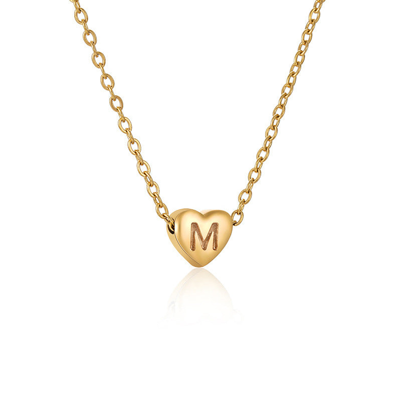 Casual Elegant Letter Heart Shape Stainless Steel Copper Plating 14k Gold Plated Pendant Necklace