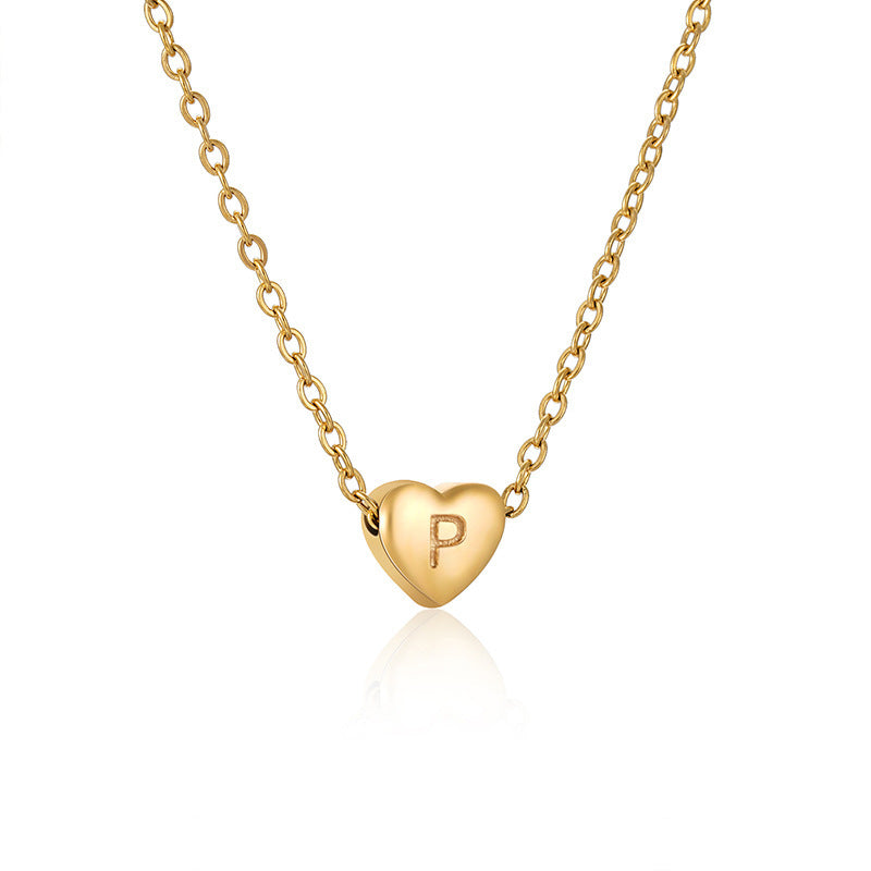 Casual Elegant Letter Heart Shape Stainless Steel Copper Plating 14k Gold Plated Pendant Necklace