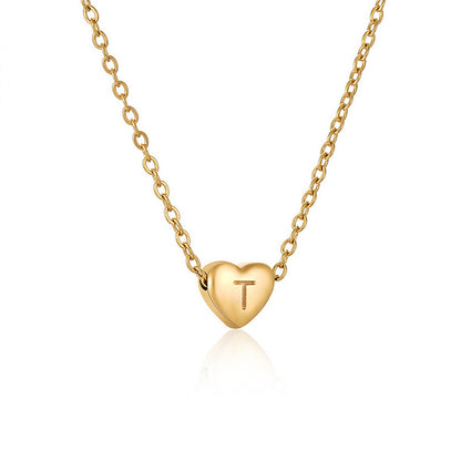 Casual Elegant Letter Heart Shape Stainless Steel Copper Plating 14k Gold Plated Pendant Necklace