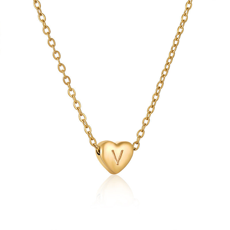 Casual Elegant Letter Heart Shape Stainless Steel Copper Plating 14k Gold Plated Pendant Necklace