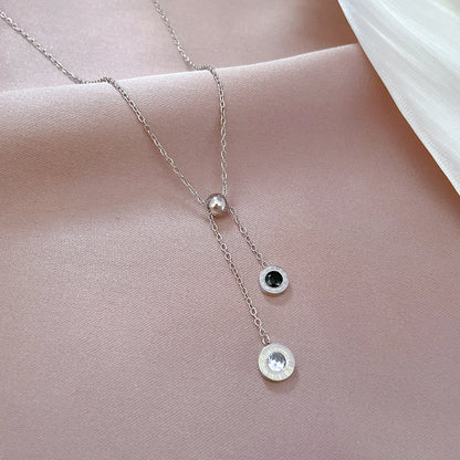 Simple Style Round Titanium Steel Plating Inlay Rhinestones Necklace