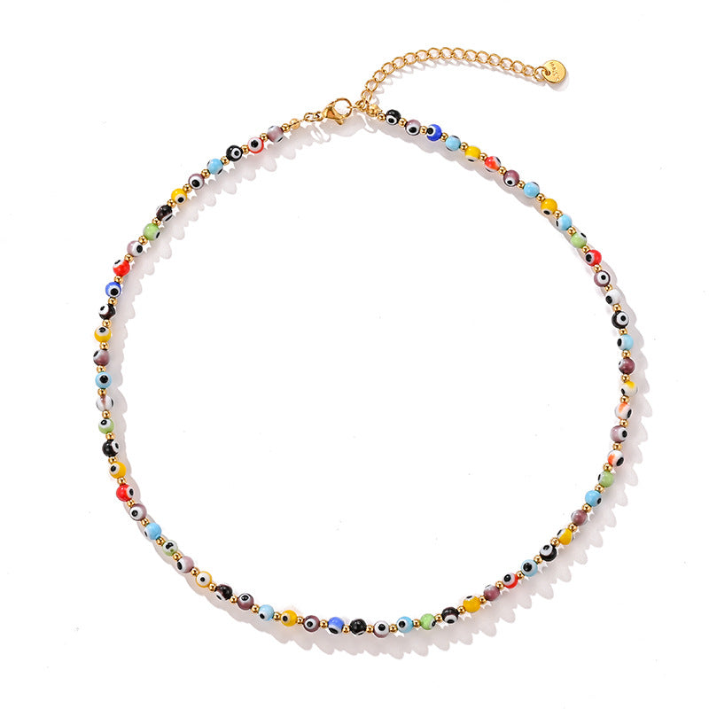 Modern Style Eye Glass Glass Beaded Women's Necklace