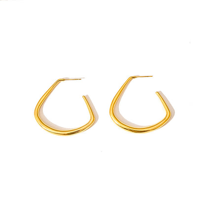 1 Pair Classic Style C Shape Leaves Plating Titanium Steel 18k Gold Plated Drop Earrings