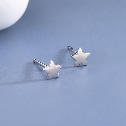 1 Pair Simple Style Star Moon Sterling Silver Ear Studs