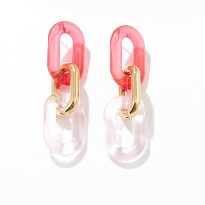 1 Pair Exaggerated Geometric Patchwork Plastic Drop Earrings