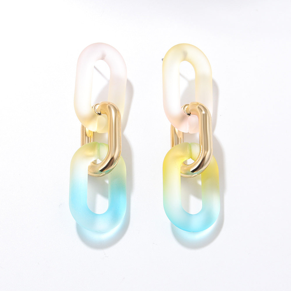 1 Pair Exaggerated Geometric Patchwork Plastic Drop Earrings