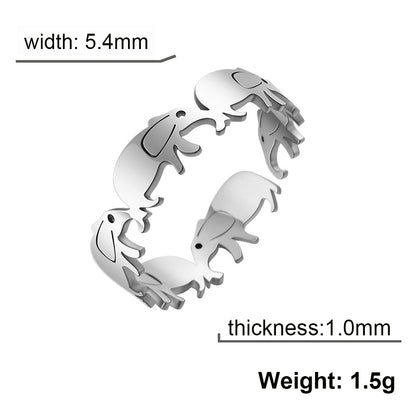 Ig Style Cute Elephant Stainless Steel Open Ring In Bulk