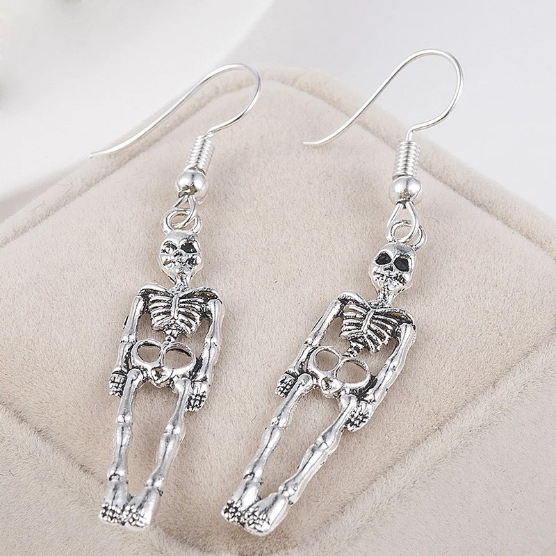 1 Pair Funny Punk Skull Metal Drop Earrings