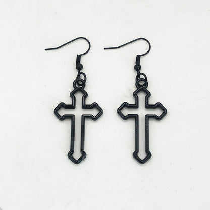 1 Pair Retro Cross Metal Drop Earrings