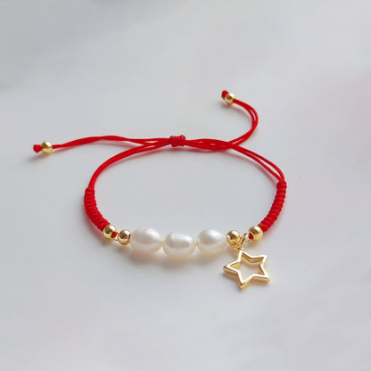 Simple Style Round Freshwater Pearl Rope Soft Clay Knitting Women's Bracelets