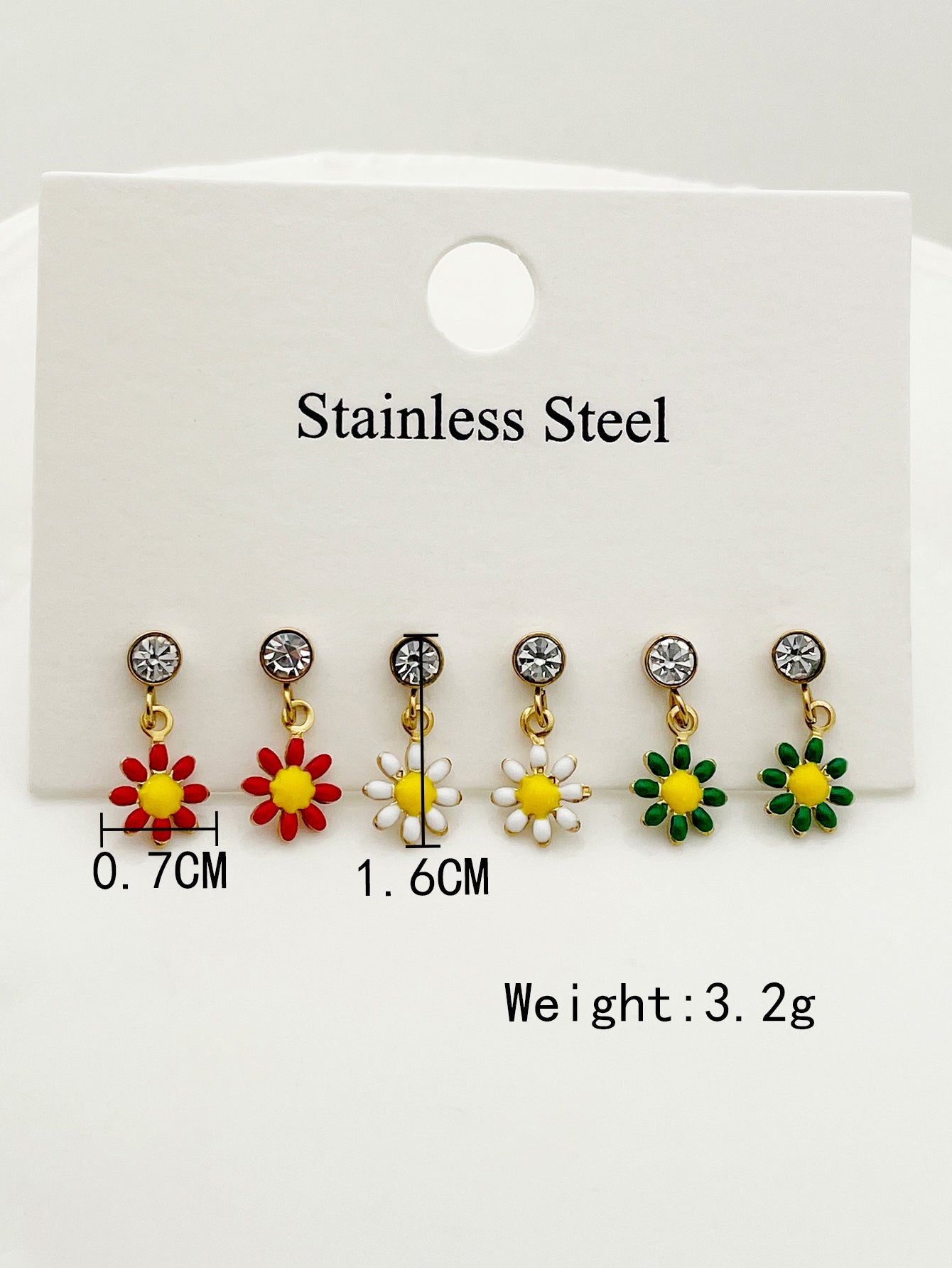 1 Set Cute French Style Sweet Flower Enamel Plating Inlay Stainless Steel Artificial Pearls Zircon Gold Plated Ear Studs