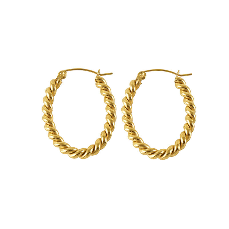 1 Pair Modern Style Simple Style Spiral Stripe Plating Stainless Steel 18k Gold Plated Hoop Earrings