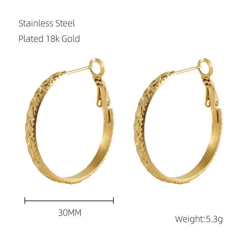 1 Pair Modern Style Simple Style Solid Color Plating Stainless Steel 18k Gold Plated Hoop Earrings