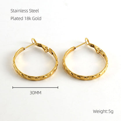 1 Pair Modern Style Simple Style Solid Color Plating Stainless Steel 18k Gold Plated Hoop Earrings