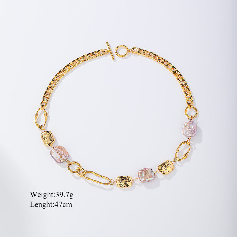 Classical Geometric Artificial Pearl Alloy Patchwork 18k Gold Plated Women's Bracelets Earrings Necklace
