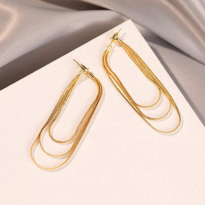1 Pair Elegant Lady Tassel Solid Color Plating Copper 18k Gold Plated Earrings