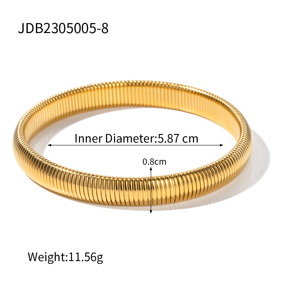 Simple Style Solid Color Stainless Steel Plating 16k Gold Plated Bangle