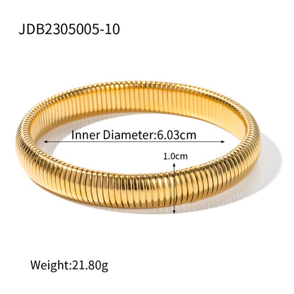 Simple Style Solid Color Stainless Steel Plating 16k Gold Plated Bangle