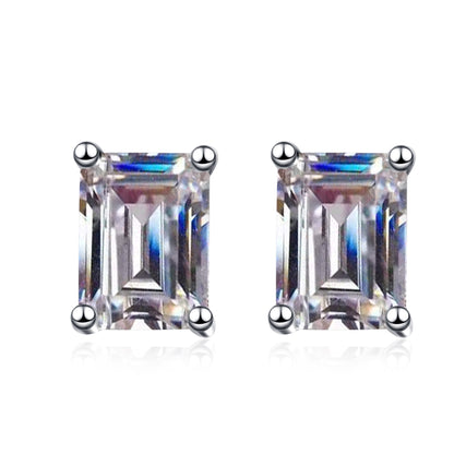 Glam Square Sterling Silver Moissanite Zircon Ear Studs In Bulk