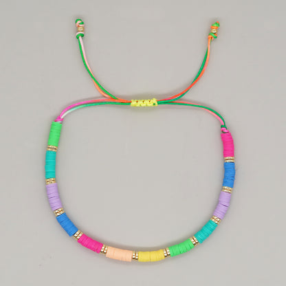 Casual Retro Circle Colorful Soft Clay Unisex Bracelets