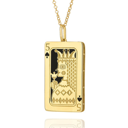 Exaggerated Simple Style Card Stainless Steel Plating Inlay Carving Zircon 18k Gold Plated Pendant Necklace