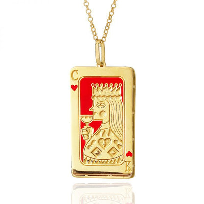 Exaggerated Simple Style Card Stainless Steel Plating Inlay Carving Zircon 18k Gold Plated Pendant Necklace