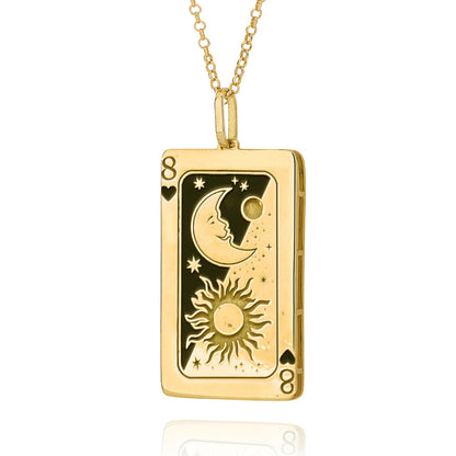 Exaggerated Simple Style Card Stainless Steel Plating Inlay Carving Zircon 18k Gold Plated Pendant Necklace