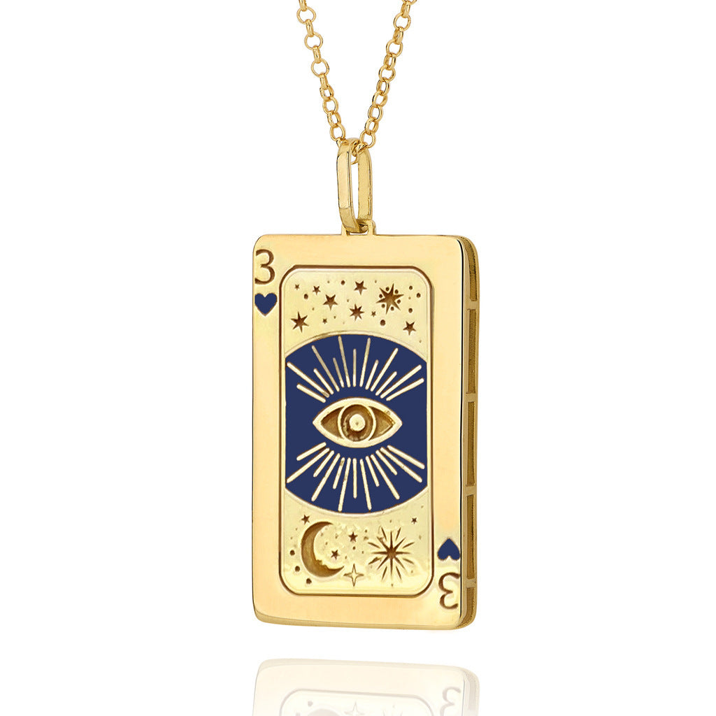 Exaggerated Simple Style Card Stainless Steel Plating Inlay Carving Zircon 18k Gold Plated Pendant Necklace