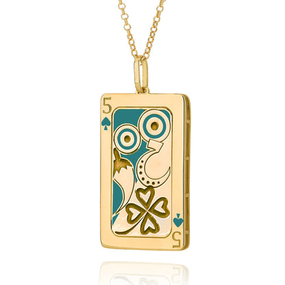 Exaggerated Simple Style Card Stainless Steel Plating Inlay Carving Zircon 18k Gold Plated Pendant Necklace